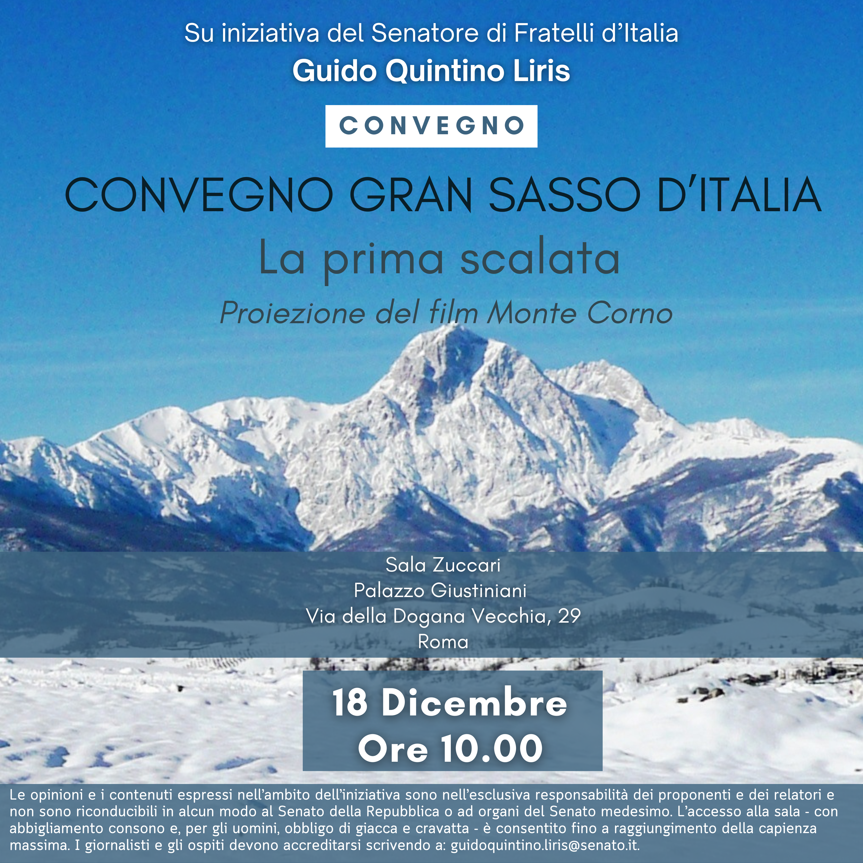 Gran Sasso d’Italia.  La prima scalata. Proiezione del film Monte Corno